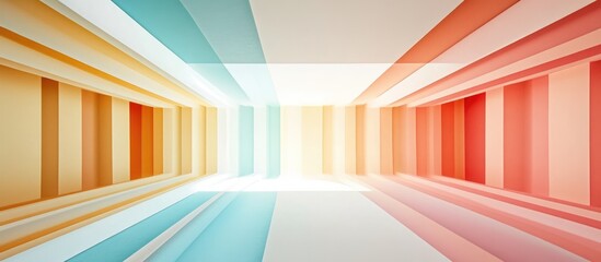 Poster - Abstract interior space with gradient colored walls and copy space for text. Modern design with bright light and geometric patterns.
