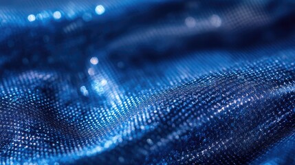Poster - Abstract Blue Fabric Texture with Shimmering Light Reflecting Surface for Background and Design Elements in Creative Projects