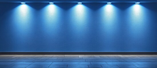 Aufkleber - Bright blue textured wall with dramatic lighting and ample empty space for text or design elements in a modern setting