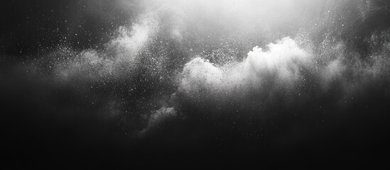 Aufkleber - Black chalkboard background with chalk dust particles in a dramatic black and white setting ideal for customizable text overlays