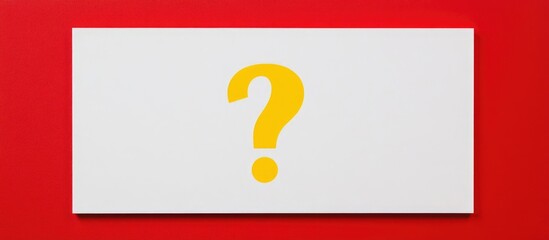 Aufkleber - Blank white sign with yellow question mark on vibrant red background offering clear copyspace for text and creative messaging possibilities