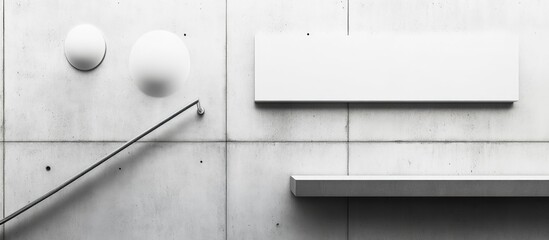 Aufkleber - Minimalist brochure design with circular handrails on a concrete wall showcasing empty space for text and branding opportunities