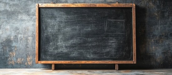 Poster - Chalkboard with Wooden Frame and Coffee Cup Ideal for Creative Messages and Announcements with Ample Copyspace for Text