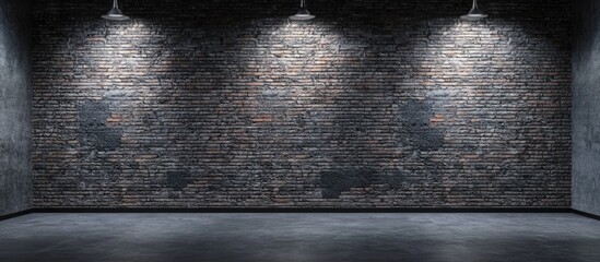 Aufkleber - Brick wall interior background ideal for showcasing exhibition designs with ample empty space for text and visual elements.