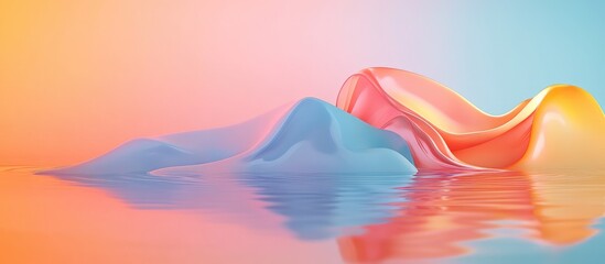 Aufkleber - Colorful abstract reflection in calm water with minimalistic design and ample copy space for creative text placement and unique concepts