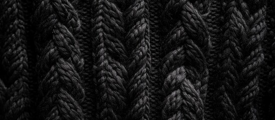 Aufkleber - Black Wool Knitted Texture Background for Fashion Themes with Copyspace for Text and Design Elements