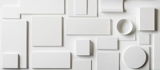 Aufkleber - Variety of Blank White Canvas Shapes on White Background with Empty Copyspace for Text and Creative Design Opportunities