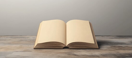 Aufkleber - Blank Book Cover Mockup Template Open Pages with Copyspace for Custom Text on Wooden Background