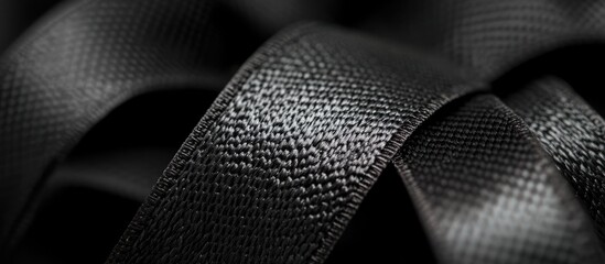 Aufkleber - Black textured ribbon background with horizontal design and ample empty space for text placement and professional branding.