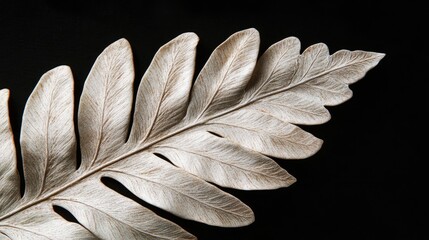 Poster - elegant close up of a fern leaf showcasing intricate details and textures against a black background