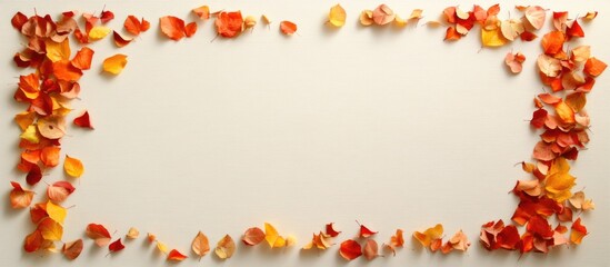 Aufkleber - Autumn leaves framing a blank canvas creating ample space for personalized text or messages in a seasonal theme.