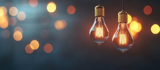 Aufkleber - Bokeh Effect of Warm Light Bulbs with Dark Background and Space for Text or Graphics