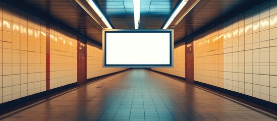 Aufkleber - Blank Billboard in Subway Station Offering Copyspace for Advertisements and Promotions in a Modern Urban Environment