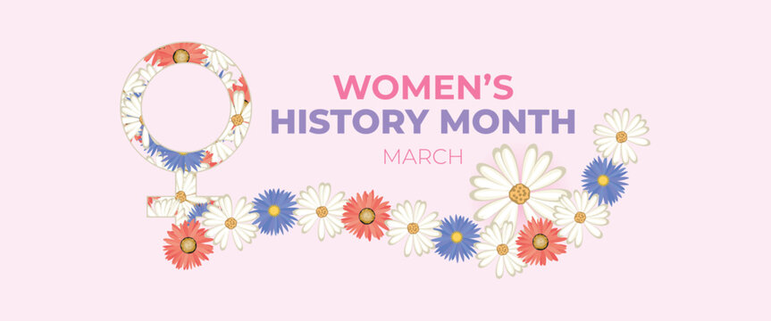 Women's History Month Celebration Banner. Womens History Month Background. Women's Contributions To Events In History and Contemporary Society Abstract Illustration Design