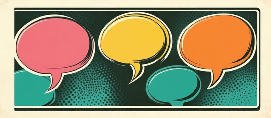 Aufkleber - Pop art style comic book word bubbles in vibrant colors with empty space for text suitable for creative designs and storytelling applications