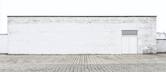 Aufkleber - Empty white brick wall with distinctive texture and flooring ideal for promotional or advertising text placement.