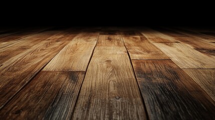 Poster - wooden floor texture with dramatic lighting and shadows copy space