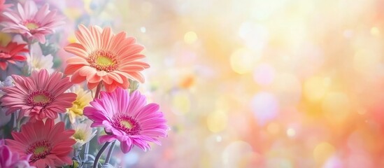 Aufkleber - Vibrant floral bouquet featuring colorful flowers with blurred background and ample space for adding text or messages