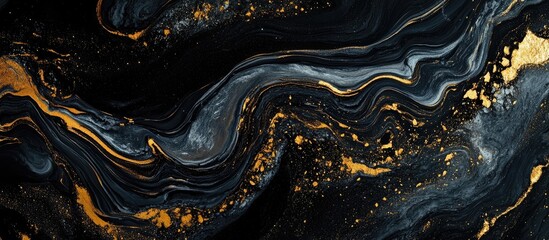 Poster - elegant black and gold abstract marble texture for premium background or wallpaper with copyspace fo