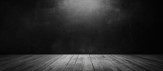 Poster - Blackboard Wall Texture Background with Wooden Floor Empty Space for Text Ideal for Education or Design Concepts