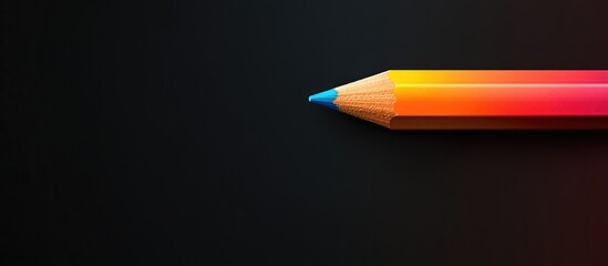 Poster - Black pencil on a smooth gradient neon background transitioning from anthracite to grey featuring ample empty copyspace for text additions