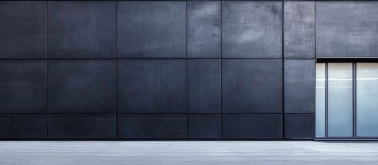 Aufkleber - Modern Black Wall Exterior of Office Building with Empty Copyspace for Text and Minimalist Design Elements