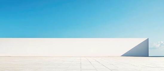 Aufkleber - Minimalist Blank Billboard on White Wall Against Clear Blue Sky Offering Copyspace for Creative Text and Advertisements
