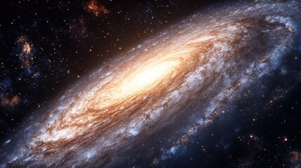Poster - cinematic aerial perspective of a luminous spiral galaxy with expansive space for adding text or gra