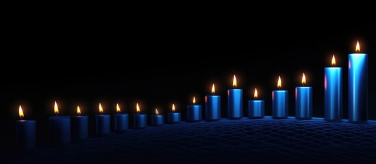 Poster - Blue Candlesticks Representing Stock Market Growth with Empty Copyspace for Financial Analysis or Business Insights