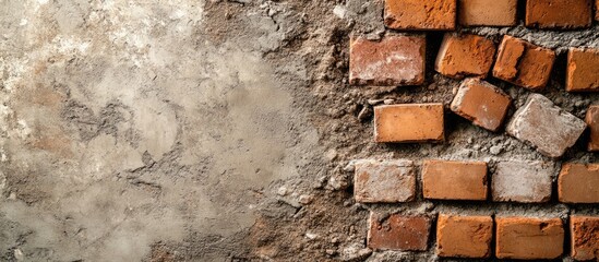 Aufkleber - Bricks and construction materials on a textured wall with empty space for text for industrial or architectural designs