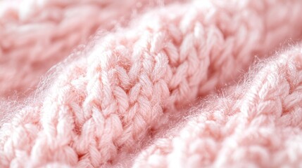 Poster - Close-up of pink knitted fabric texture with detailed stitching Copy Space