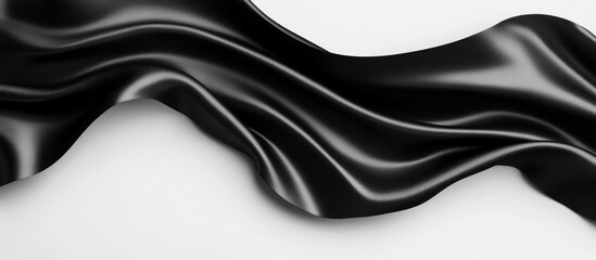 Aufkleber - Elegant black fabric draped gracefully on a white background creating a sophisticated mockup with ample copyspace for design or text.