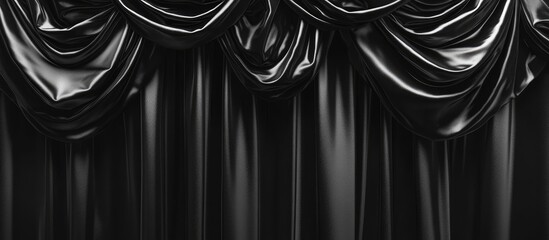 Aufkleber - Elegant Black Velvet Curtain Texture Background with Ample Copyspace for Text Display and Design Elements