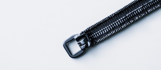Aufkleber - Close up of black zipper on white background with ample copyspace for text and design elements showcasing simplicity and elegance