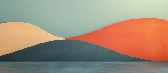 Aufkleber - Colorful Abstract Wall with Curved Shapes Offering Space for Advertisement or Creative Design Elements and Text Placement