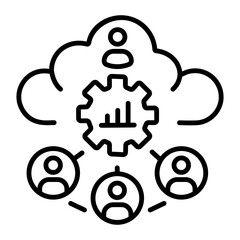 Canvas Print - Cloud collaboration icon in linear style 