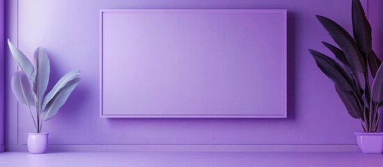 Aufkleber - Purple Background Billboard Template with Empty Space for Advertising and Promotional Text in Modern Interior Setting