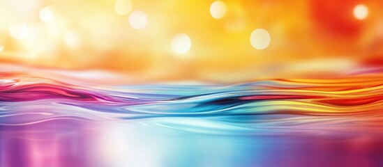 Aufkleber - Vibrant abstract background featuring colorful water waves and bokeh reflections with ample space for text or captions.