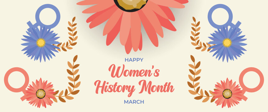 Women's History Month Celebration Banner. Womens History Month Background. Women's Contributions To Events In History and Contemporary Society Abstract Illustration Design