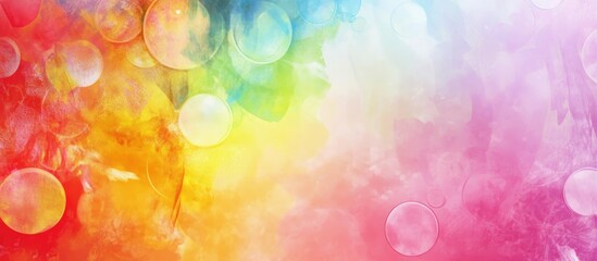 Aufkleber - Colorful Abstract Art with Rainbow Circles and Flower Motifs Featuring Soft Background for Text Placement and Creative Designs