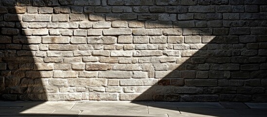 Canvas Print - Textured brick wall casting sharp shadows with ample space for copy or graphic elements ideal for advertising and promotional materials