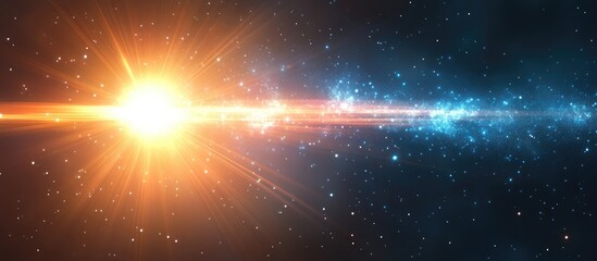 Aufkleber - Vibrant Cold Gradient Space Background with Stars and Sunburst Effect Ideal for Text Overlay or Cosmic Themed Designs