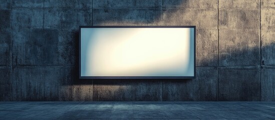 Aufkleber - Blank Billboard Mockup on Dark Cement Wall Ideal for Advertising and Creative Text Placement with Ample Copyspace for Promotional Use
