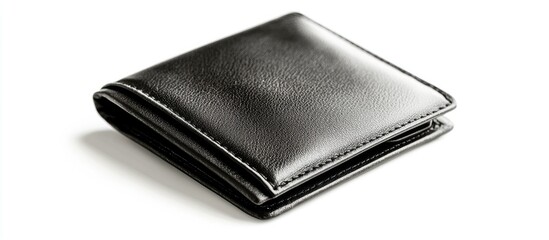 Aufkleber - Stylish Black Wallet Isolated on Clean White Background with Ample Copyspace for Branding or Marketing Text