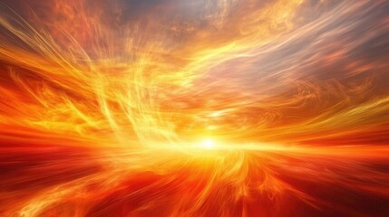 Poster - Vibrant abstract sunset landscape with swirling clouds in warm hues of orange and red Copy Space