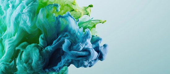 Aufkleber - Vibrant blue and green acrylic fluid paint texture with space for text or graphics in a creative design layout