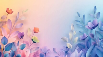 Poster - colorful floral background with soft gradients and leaves creating an abstract design featuring ampl