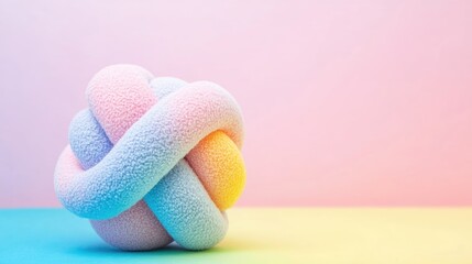 Poster - Pastel colored textured knot sculpture on gradient background with Copy Space
