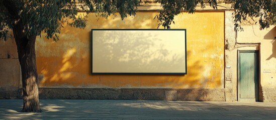 Aufkleber - Empty Billboard on Urban Wall with Copy Space for Advertising or Messages in a Quiet Street Setting