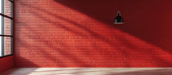 Aufkleber - Brick red wall interior design with natural light and empty space for text showcasing modern decoration possibilities